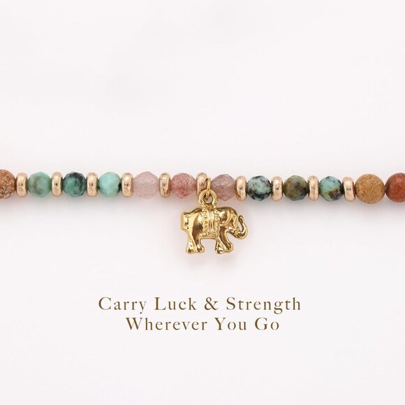 Inspirational Elephant Bracelet for Women - Natural Healing Stone Charm Jewelry - Picture 4 of 7